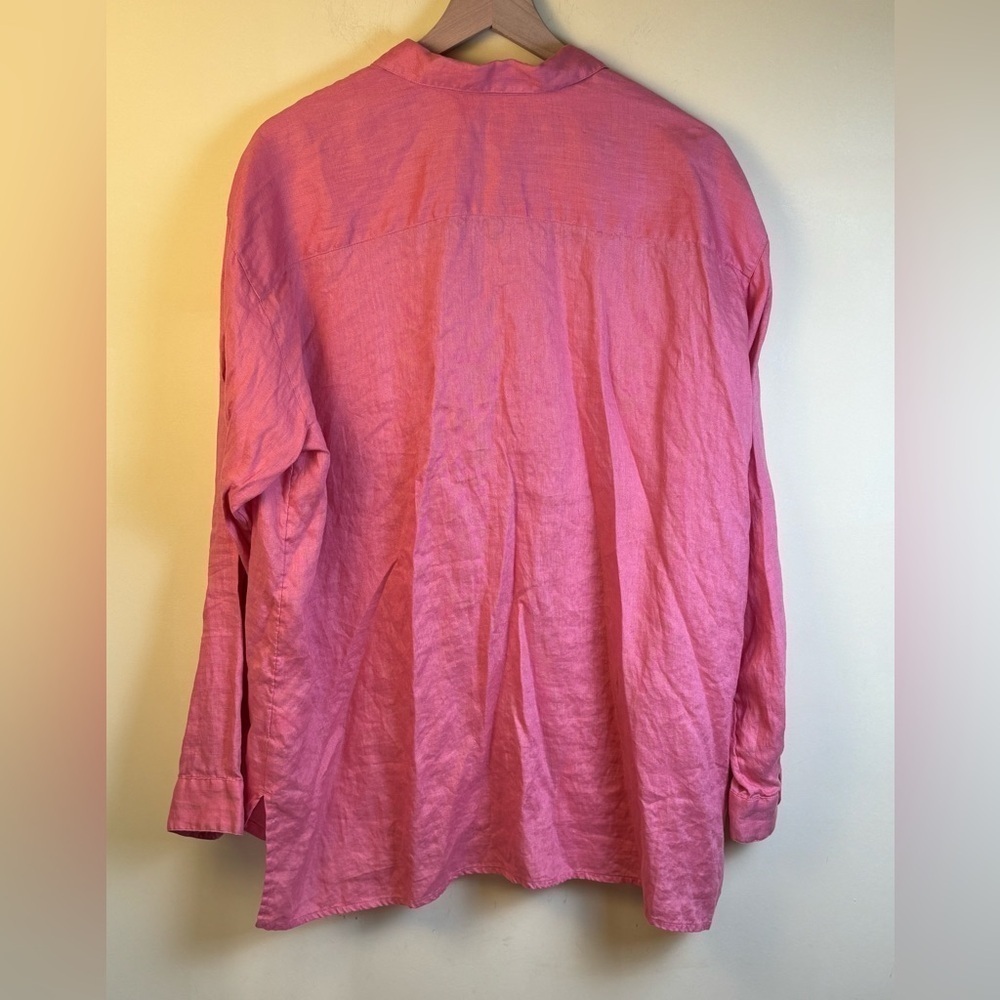 J.Jill Love Linen 100% Linen Button Up Blouse Top Pink Coral Size XL Tall - Picture 4 of 4